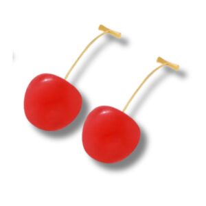 Trending Cherry Drop Earrings – 14K Gold Plated Stainless Steel, Lightweight Resin