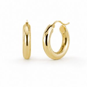 Thick Gold Huggie Hoop Earrings 20mm in 18K Gold-Plated Sterling Silver